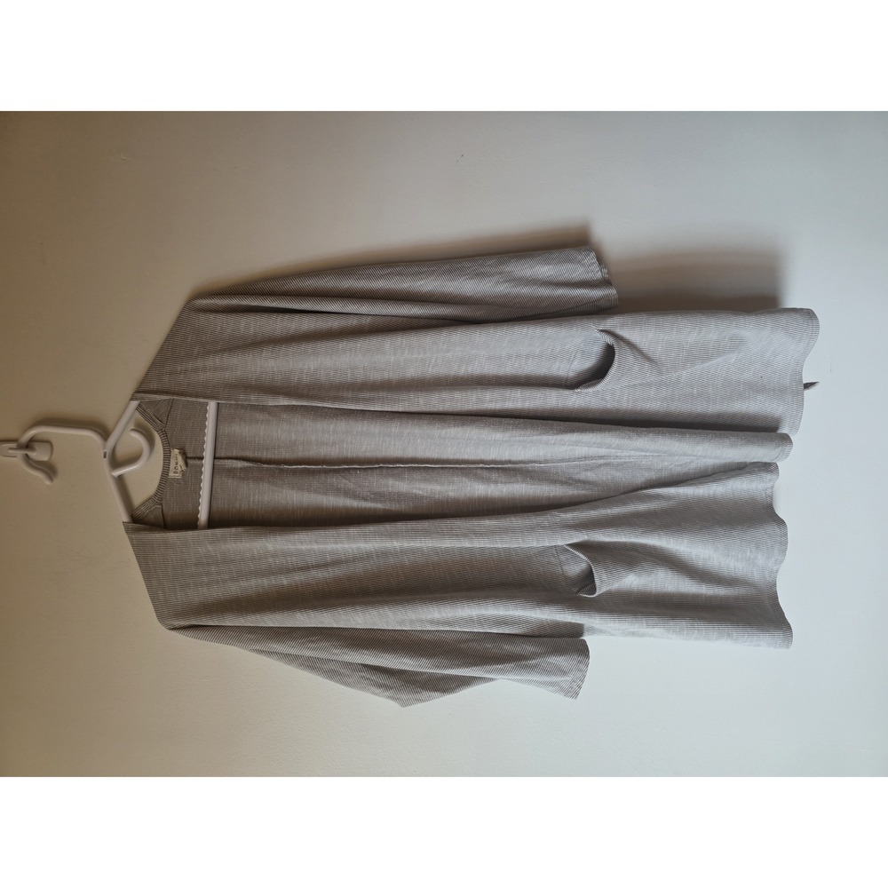Donni Grey Striped Open Front Cardigan